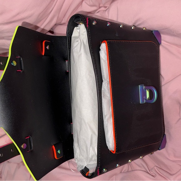 Michael Kors- Black Handbag with Neon Accents - Picture 5 of 5